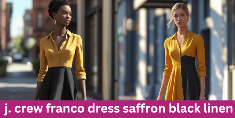 j. crew franco dress saffron black linen